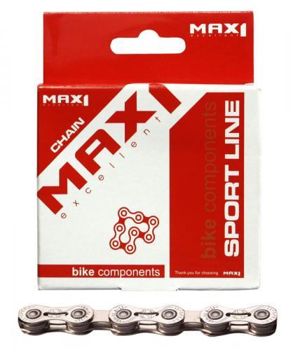 MAX1 Reťaz na bicykel  11-rýchlostná, 116L strieborná, 116 článkov, spojka