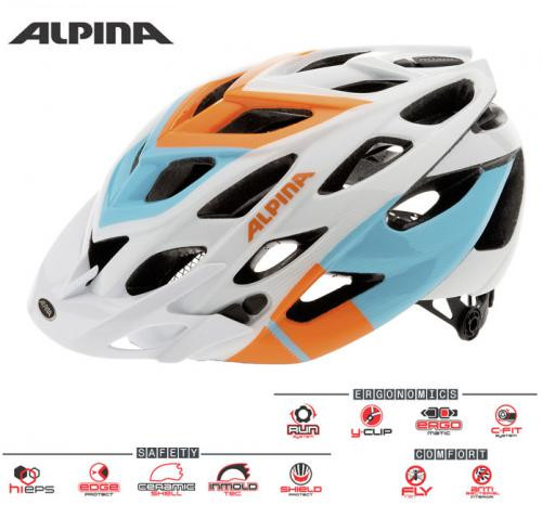 ALPINA Cyklistická prilba D-ALTO bielo-oranžovo-modrá veľ.: M, white-orange-blue