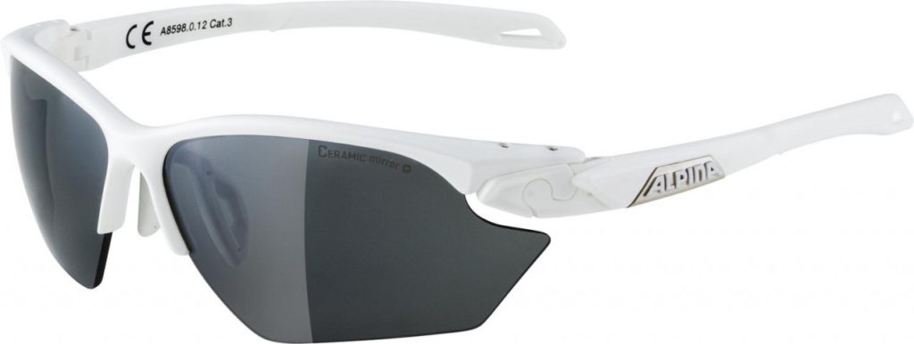 ALPINA Cyklistické okuliare Twist Five HR S CM+ bielo-sivo matné sklá: Ceramic mirror čierne, fogstop S3