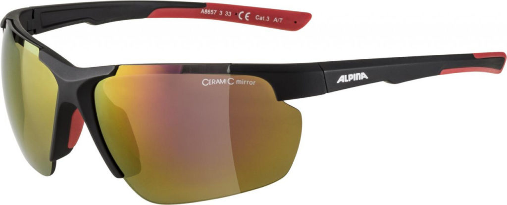 ALPINA Cyklistické okuliare DEFEY HR čierne mat, sklá: červené zrkadlové