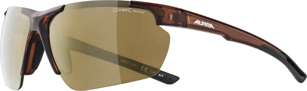 ALPINA Cyklistické okuliare DEFEY HR hnedé transparent, sklá: zlaté zrkadlové