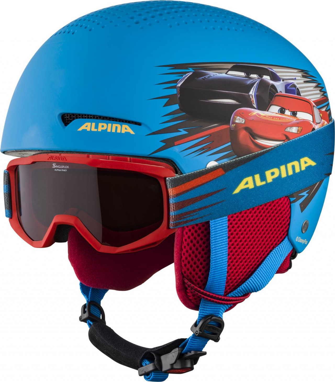 ALPINA Detská lyžiarska prilba ZUPO DISNEY Cars set s okuliarmi