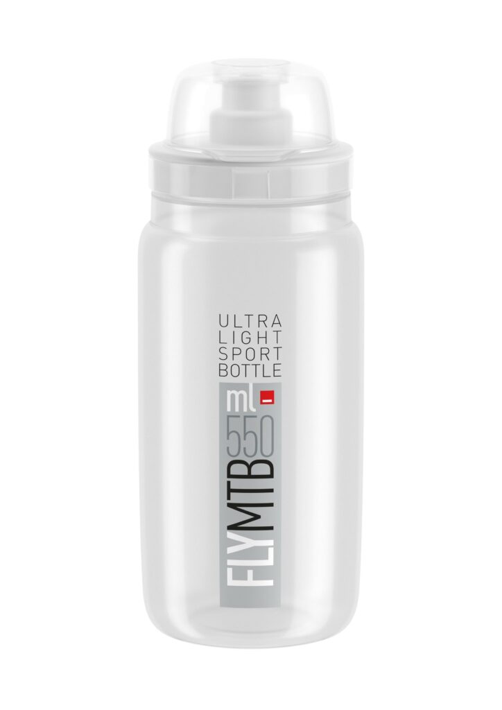 Fľaša FLY MTB transparentná šedé logo 550 ml