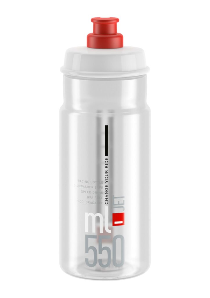 Fľaša JET transparentná červené logo 550 ml
