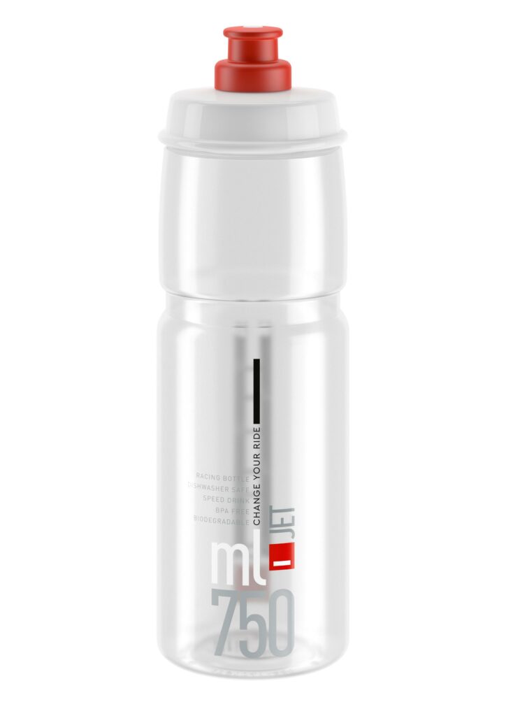 Fľaša JET transparentná červené logo 750 ml