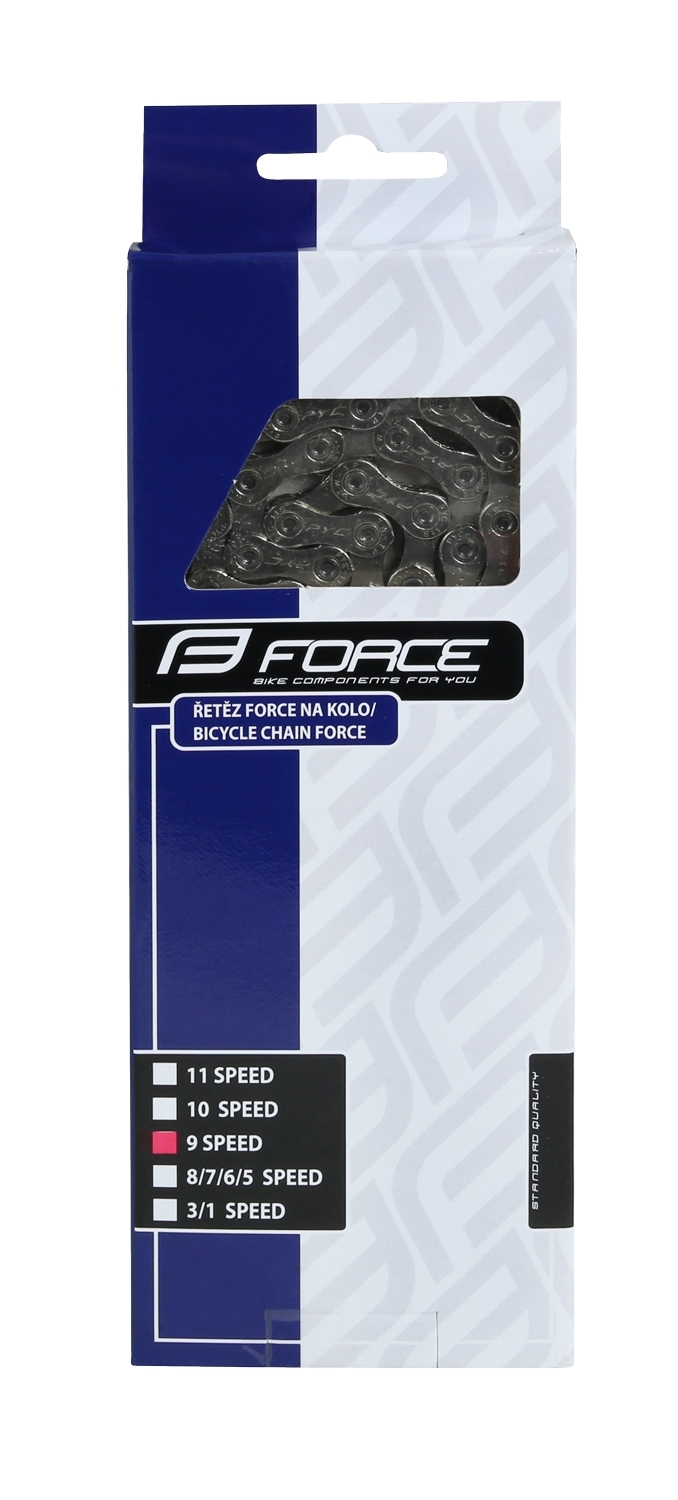 řetěz FORCE P9002 pro 9-kolo stříbrno/šedý